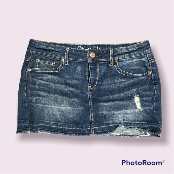 Aeropostale Dresses & Skirts - Aeropostale Distressed Denim Mini Skirt 8